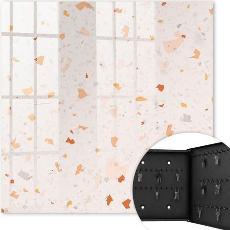 Armoire à clés - (30 cm x 30 cm) - Boîte à clés murale - Coffret de rangement pour clés - Couleur noire - Ouverture vers la droite - Pour maison et bureau - Mosaïque élégante