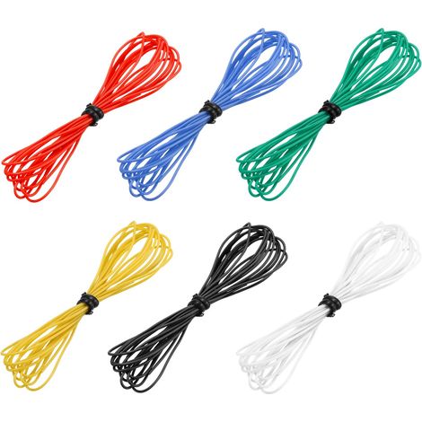 Câble en silicone Calibre 30, 6 fils électriques 30 AWG, fil tressé en cuivre étamé flexible, câble connexion haute température, 6 couleurs, 1,5 m pour modèle de voiture (1/5)