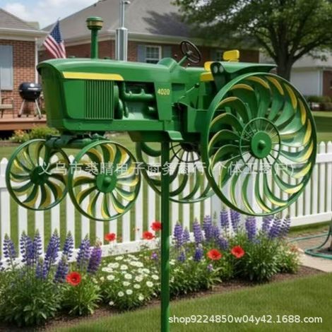 Creative, portable, fun, and trendy Garden Wind Spinner tractor windmill - tractor windmill - green -