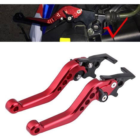 Kit de modification d'accessoires de moto colorés, leviers de frein à disque doubles Fuxi Ghost Fire Swift Eagle CNC, poignées de klaxon réglables (paire) (rouge) (1/5)