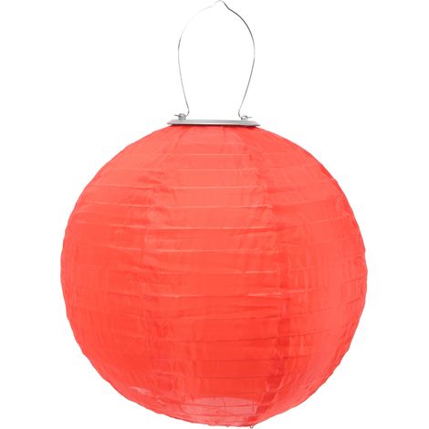 Lanterne LED solaire suspendue en tissu nylon IP55 étanche style chinois rouge pour extérieur jardin fête festival (1/5)