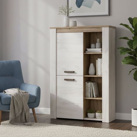 Vitrina Sagama, Expositor 6 Estantes, Apertura Batiente, 2 Puertas, 99.5x36.5x146.5h cm Blanco Alerce (1/5)