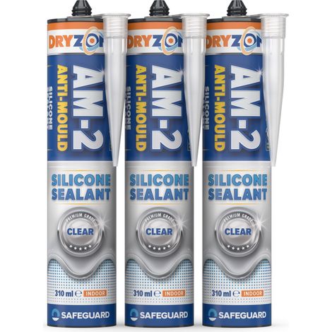 Dryzone Anti-Mould Silicone Sealant Clear 310ml x 3