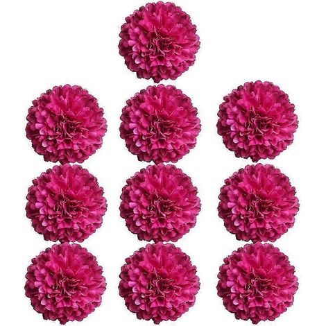 Lot de 10 têtes de chrysanthèmes artificiels en soie, décoration de mariage et de fête à faire soi-même-Red wine