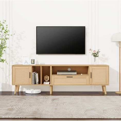 Mobile TV 180 cm rovere in truciolare - 2 ante, 1 cassetto e passacavi (1/5)