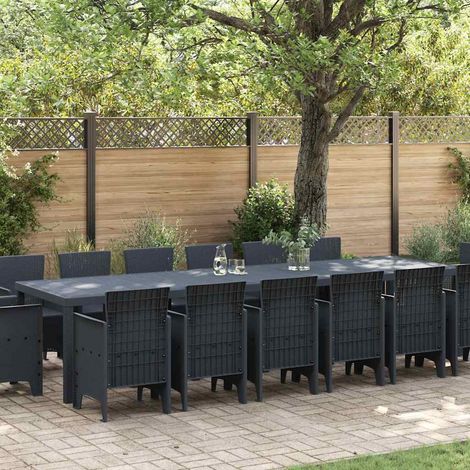 Set da Pranzo per Giardino 15 pz Antracite Rattan Polt vidaXL (1/5)