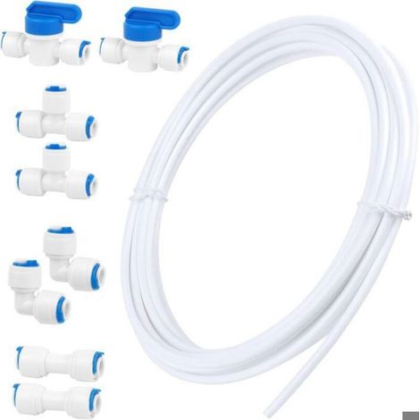 Kit Tuyau Réfrigérateur 10M, Raccord Push-Fit 1/4", Matériau PE, Pour Glacière et Filtre à Eau (1/4)