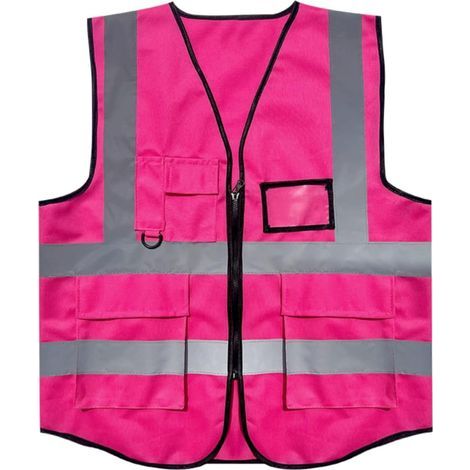 Lntyq Rose XL gilet de sécurité avec poches et fermeture éclair, net gilet haute visibilité veste réfléchissante, hi viz gilet avec zippé (1/5)