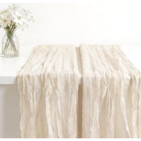 Chemins de Table Gaze Mousseline Bohême, 90 x 300 cm, Coton Écologique et Réutilisable, Décoration de Table Rustique pour Douche Nuptiale, Anniversaire et Célébration