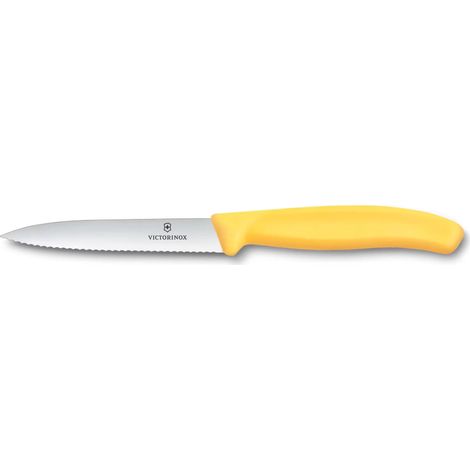 Victorinox coltello cm 10 spelucchino New Giallo lama dentata