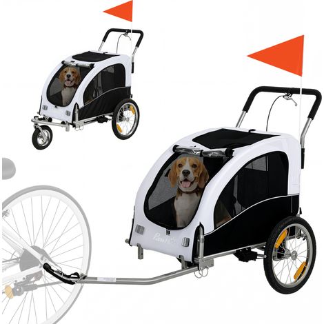 2-in-1 Hundeanhänger für Fahrrad Faltbarer Hundebuggy für kleine & mittelgroße Hunde bis 20 kg, Weiß (1/5)