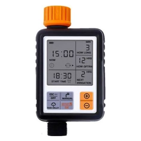 Programador y temporizador de riego automático, temporizador de riego automático, sistema de riego inteligente con pantalla grande - Negro (1/5)