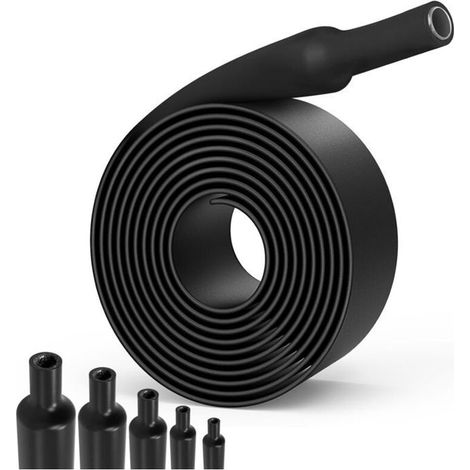 3:1-Klebeschrumpfschlauch, 32 mm Durchmesser, 2 m Länge, schwarz, wasserdicht, geeignet für Kabel und Steckverbinder. (1/4)
