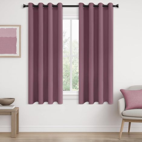 Lot de 2 Rideau Occultant Rose Poudré à Oeillets 140x145 CM, Rideaux Thermiques Isolants Anti Froid et Chaleur pour Porte Fenetre Salon Moderne Chambre, Rideau Opaque Doux (1/5)