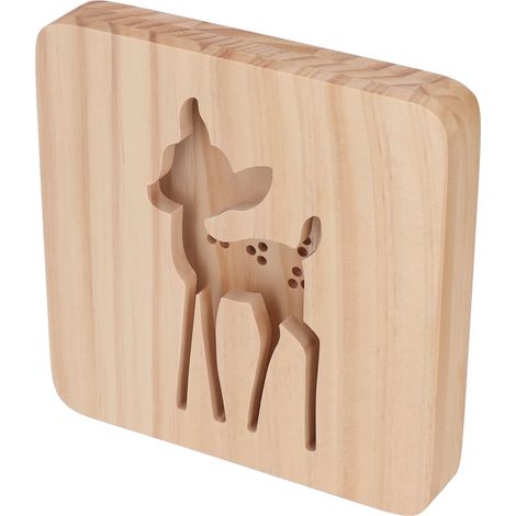 Lampe LED 3D en bois, découpe cerf élégante, veilleuse USB pour salon, chambre, bureau (1/5)