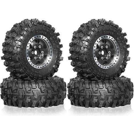 1-Zoll-Metall-Beadlock-Felge mit Reifen für RC-Crawler im Maßstab 1:18, schwarz (1/5)