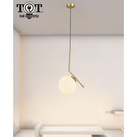 Lampadario a sospensione con sfera in vetro E27 oro design moderno minimal (1/7)