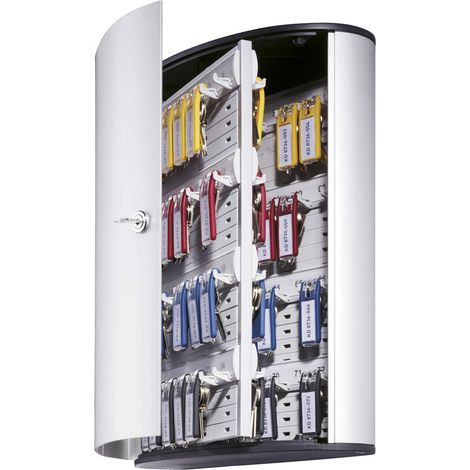 Durable 195523 Key Box 72, Cassetta Portachiavi con Serratura, 302 x 400 x 118 mm, Capacità 72 Chiavi, Argento Metallizzato (1/4)