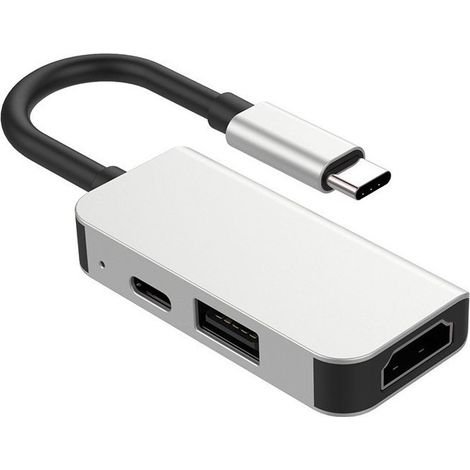 Applicable USB C Hub to HDMI Multiport Adapter, 3-in-1 USB C Adapter with 4K HDMI, USB 3.0, 100W PD Ports for MacBook Pro, iMac, iPad Air, Chromebook, iPhone 15 Pro, PC, etc (1/4)