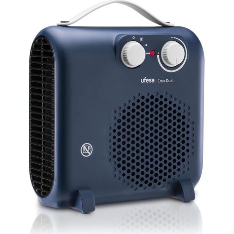 Ufesa Crux Dual Blue, Stufa Elettrica Basso Consumo, 2000 W, 3 Livelli di Potenza, Termostato Regolabile, Termoventilatore con Maniglia da Trasporto (1/5)