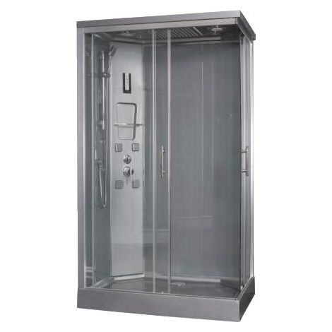 ONDEE ZEN - Cabine de douche hydromassante SERY - Porte coulissante - Chromé - 120x80cm (1/5)