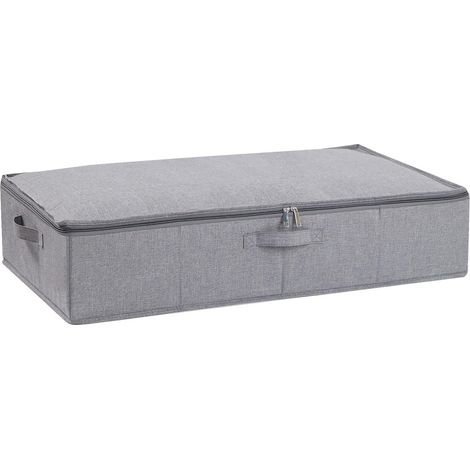 1 Sac de Rangement sous Lit, 60x30x15cm, Tissu Pliable avec Couvercle, Poignées Renforcées, Fermeture Éclair Double Sens, pour Vêtements et Couvertures