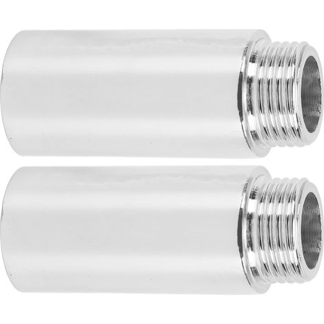 Lot de 2 rallonges de bras de douche en acier inoxydable chromé, rallonge de pommeau de douche pour salle de bain, 5,1 cm/2 pouces (1/5)