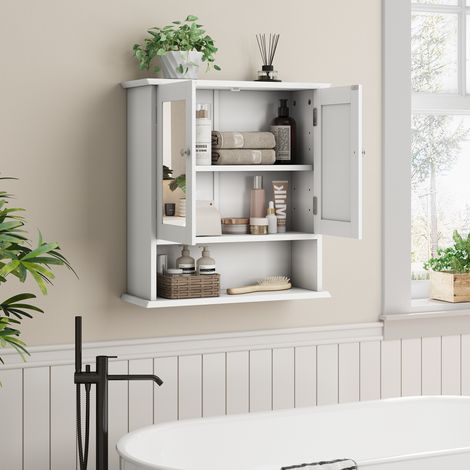 Armoire de toilette à miroir Blanc,armoire murale de salle de bain avec rangement,avec 1 porte,50 x 20 x 60 cm,MDF (1/5)