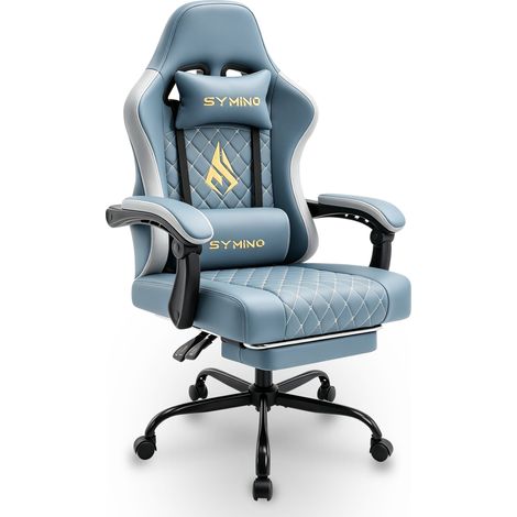 Symino Chaise de Gamer Ergonomique, Chaise Gaming avec Soutien Lombaire Repose-Pieds, Fauteuil de Bureau réglable et pivotant capacité de Charge 150 kg, Cuir PU