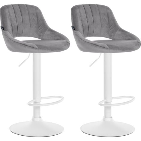 2er Set Barhocker Milet Samt dunkelgrau Metall matt weiss (1/5)