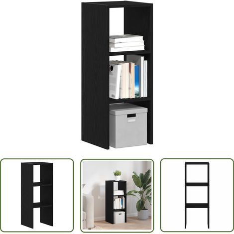 vidaXL Bücherregal Stapelbar Schwarz Eichen-Optik 30x30x80 cm (1/5)