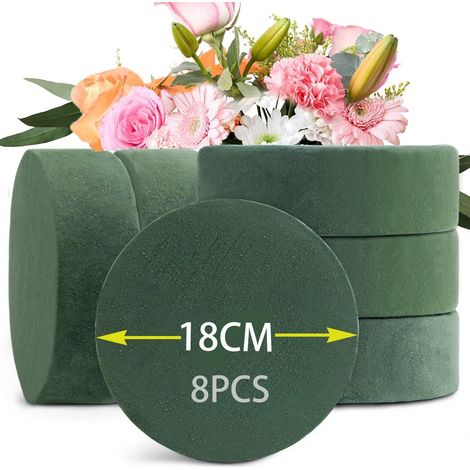Mousse Florale - Lot de 8 - Cylindre Vert - Rétention d'Eau - Mariage et Décoration - 18 x 4 cm (1/5)