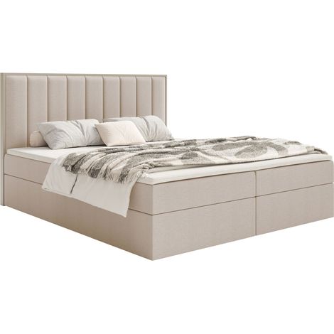 Selsey Togents – Boxspringbett 180x200 mit Stauraum und Topper, hydrophobe Chenille, beige