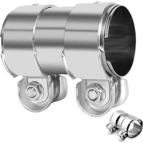 Collier Manchon Raccord Echappement, 60 x 95mm Connecteur de Tuyau Collier D'échappement, Colliers de Serrage pour Tuyaux D'Échappement, Bande Tuyau Silencieux D'échappement En Acier Inoxydable (1/4)