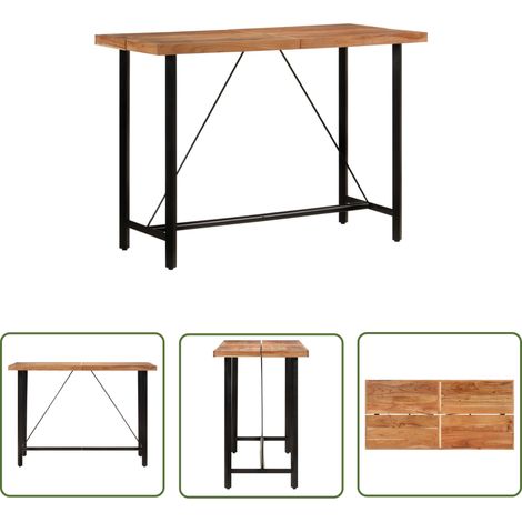The Living Store Bartisch 150x70x107 cm Massivholz Akazie und Eisen - Esstisch - Bartisch - Bistrotisch - Holzt Tisch - Partytisch (1/5)