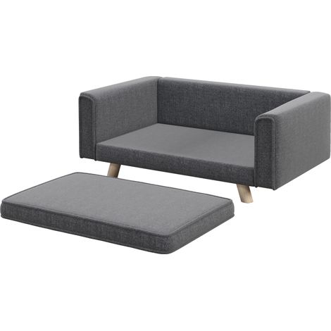 Elevated Dog Sofa Bed, with Cushion, for Medium Small Dogs, Grey (1/5)