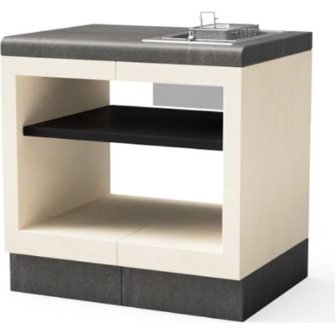 Modulo Bancada con Freidora para Barbacoa de Obra Kitaway 84×63×85 cm Base Blanca/Gris para Barbacoa de JardÃn (1/5)