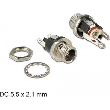 Delock Conector DC mamparo hembra de 5,5 x 2,1 x 9,5 mm