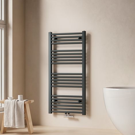 EMKE Badheizkörper Handtuchtrockner Handtuchwärmer 50x100cm 451 Watt Anthrazit Bad-Heizkörper Mittelanschluss (1/5)