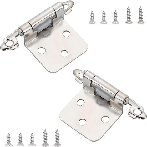 2 Pièces Charnière de Placard 1/2", Semi Caché Charnières, Charnières de Placard à Fermeture Automatique, pour Portes D’armoire, Argent (1/5)