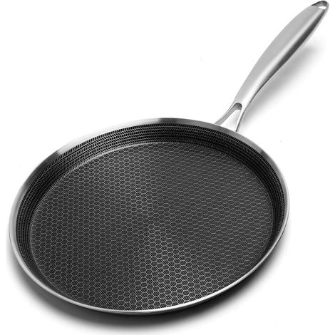Poêle à Crêpes en Acier Inoxydable 26 cm, Poêle à Crêpes Induction, Revêtement Antiadhésif, Poignée Longue et Ergonomique, Sans PFOA (1/5)
