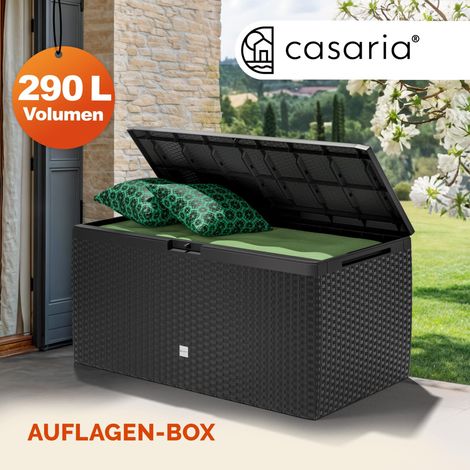 CASARIA® Coffre de rangement XXL 290 L Roulettes Poignées Coussins Accessoire Malle Jardin Terrasse Balcon Coffre de jardin  Rato PLUS anthracite (1/6)