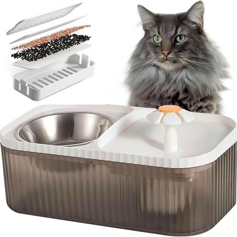 Fontaine à Eau Chat Automatique Ultra-Silencieuse, Mangeoire Animaux Compagnie Fontaine Eau, Distributeur d'eau Chien Pompe Intelligente, 3L avec Filtre, Blanc