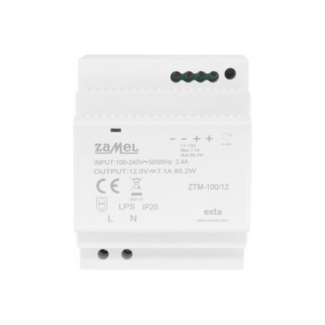 Zamel, DIN-Schienen-Netzteil ZTM-100/12 – 100W – 24V – Hochzuverlässig – Einstellbare Spannung