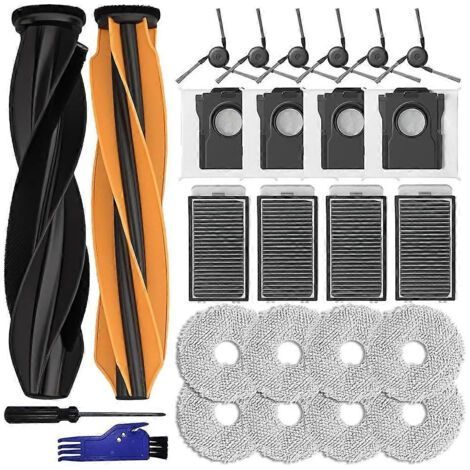 Accessoires pour aspirateur robot Dreame X50 L50 L40s Pro Ultra/Mova V50 Ultra : brosse latérale principale, filtre, lingettes de nettoyage et sac à poussière.