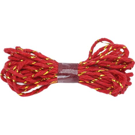 Ficelle cadeau en coton 2m rouge et or, corde de Noël réutilisable pour boîtes cadeaux anniversaire mariage (1/5)