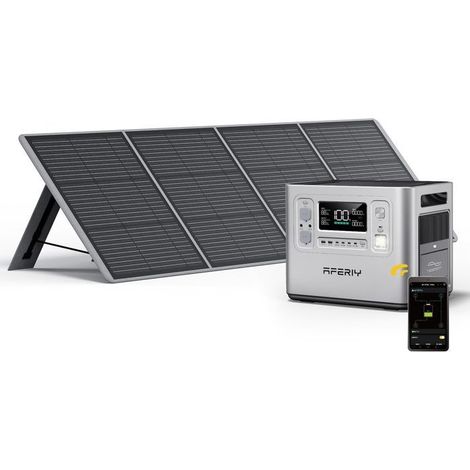 Tragbarer Solargenerator - AFERIY - 2048Wh - 2400W - Faltbares Panel 200W - USV, Steuerung über App