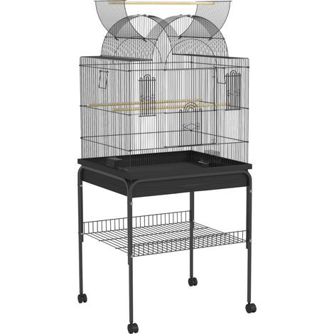 Gabbia per uccelli con ruote in acciaio 63 x 53 x 144 cm nera MODENUIT (1/4)