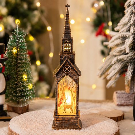Lanterne de Noël Décorative Lumineuse Église élan Veilleuse Bougie LED Suspension Plastique 5,5 × 5,5 × 22,5 cm 73 g – Livraison gratuite