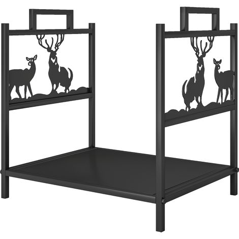 Kaminholzregal für innen 42,5 x 33,5 x 43 cm Brennholzregal für Kamin Ofen aus Metall Schwarz (1/5)